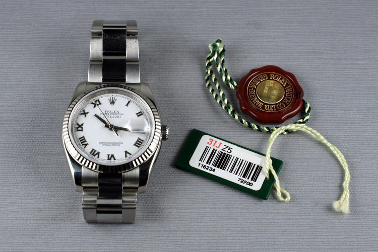 2006 Rolex DateJust 116234 with White Roman Numeral Dial