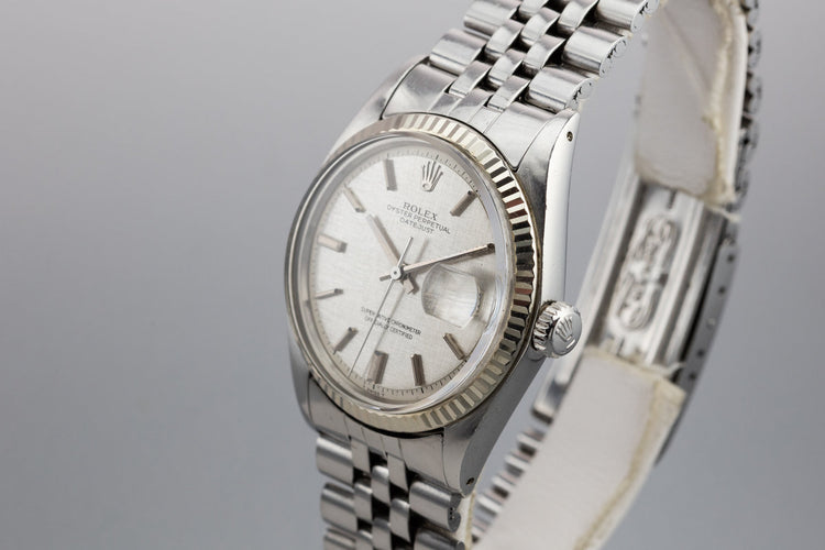 1972 Rolex DateJust with No Lume Silver Linen Dial