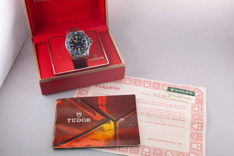 1979 Tudor Snowflake Submariner 94110 Blue Dial with Box and Papers