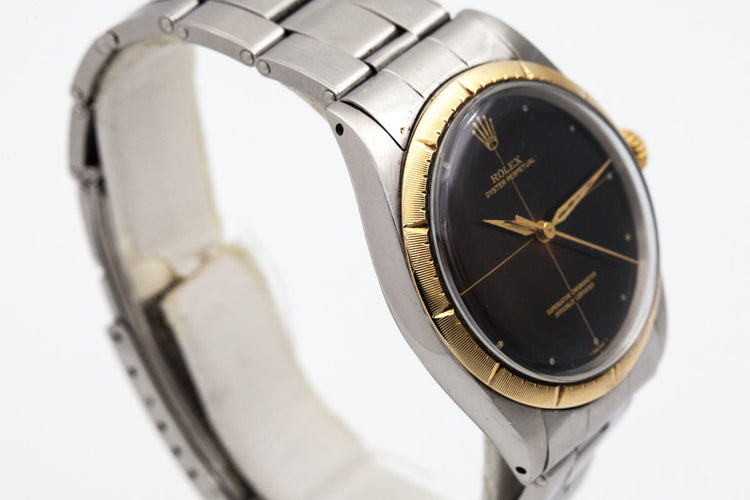 1965 Rolex Two Tone Oyster Perpetual 1008 Zephyr Dial and Bezel with Gilt Tropical Dial