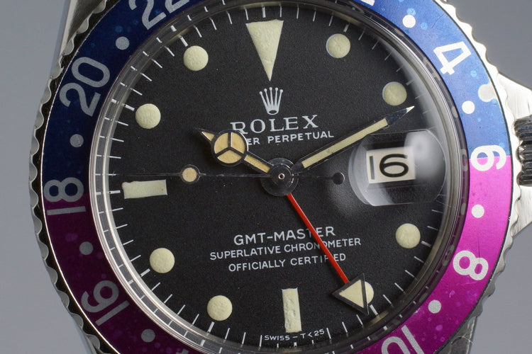 1967 Rolex GMT 1675 Mark I Dial and Fuchsia Insert with Box and Papers