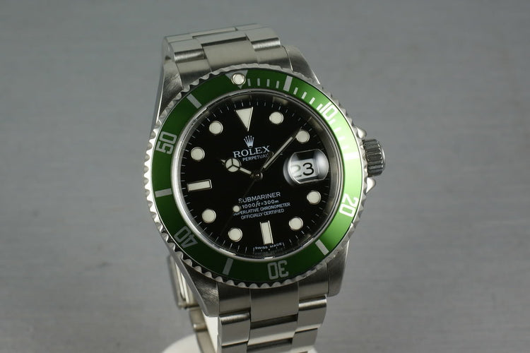 Rolex Green Submariner 16610 LV Box and Papers and Service Papers