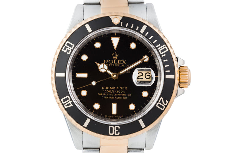 1985 Rolex Two Tone Submariner 16803 Black Dial with Box and Papers
