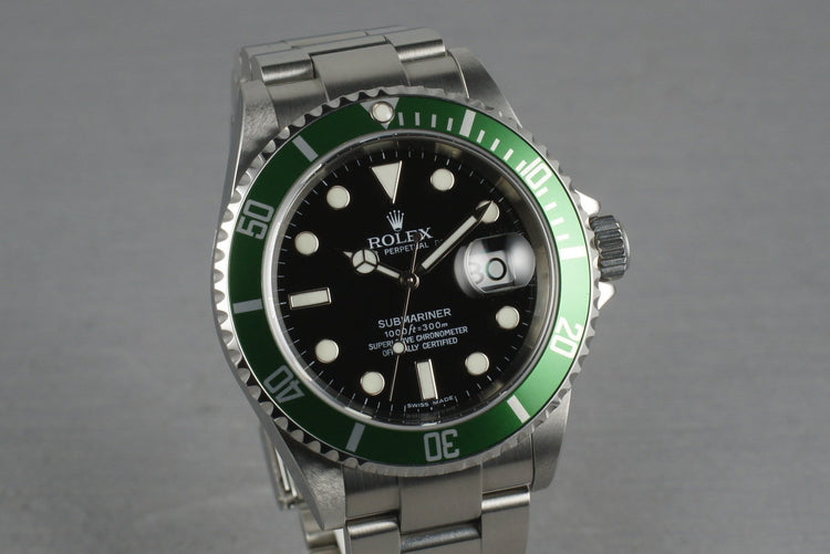 Rolex Green Submariner 16610 LV with Box and Papers Z serial