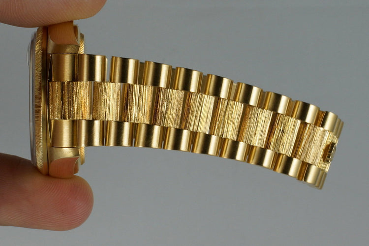 1979 Rolex YG Bark Day Date 18078 Factory Diamond Vignette Dial with Box and Papers