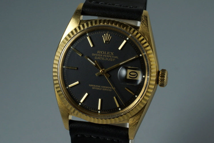 1971 YG Rolex DateJust 1601 with Matte Black Dial