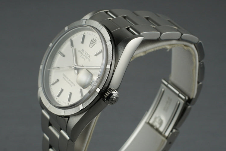 2001 Rolex Silver Dial Date 15210 with Box & Papers