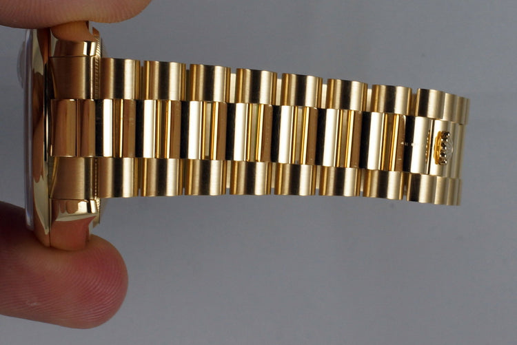 2002 Rolex YG Day-Date 118208 M-O-P Roman Dial with Box and Papers