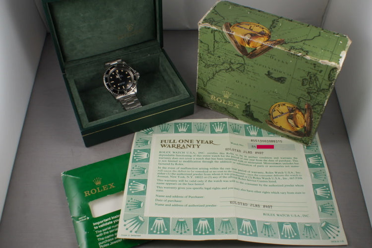 1984 Rolex Submariner 5513 Spider Dial with Box and Papers