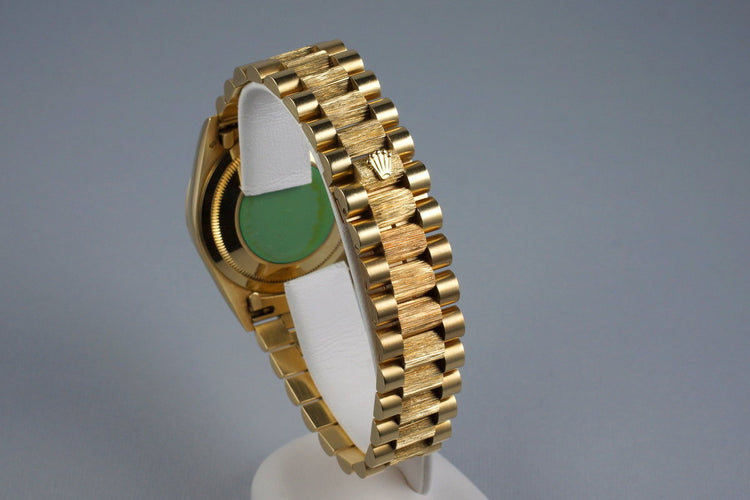 1990 Rolex YG Bark Day-Date 18248 with Box and Papers