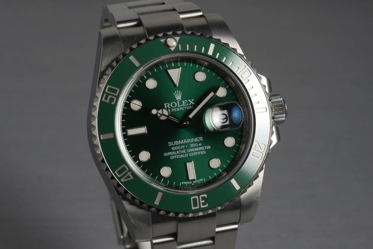 2010 Rolex Green Submariner 116610V with Box and Papers