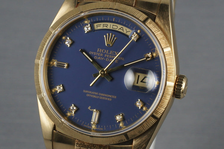 1989 Rolex Bark Day Date Ref: 18248 with Factory Blue Diamond Dial