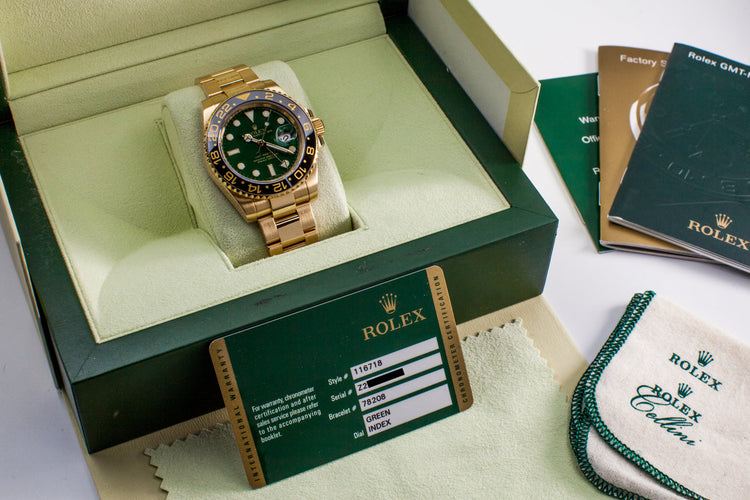 2009 Ceramic GMT 18K GREEN Dial 116718 with Box and Papers