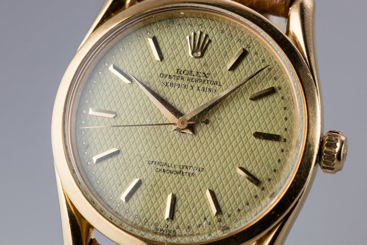 1954 Rolex Oyster Perpetual 6290 with Serpico Y Laino No Lume Waffle Dial