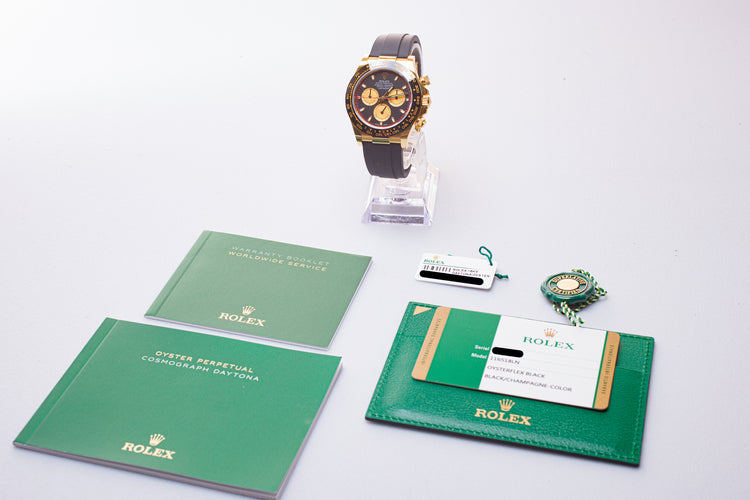 2019 Rolex 18k Yellow Gold Daytona 116518LN Black/Champagne Dial "Paul Newman" on Oysterflex with Card & Hangtags