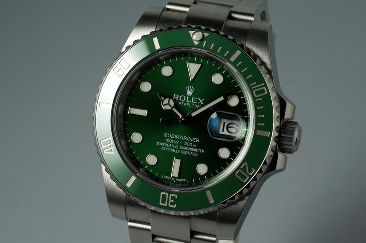 2010 Rolex Green Submariner 116610V with Box and Papers
