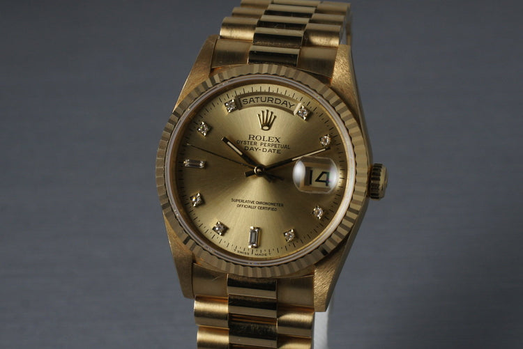 1995 Rolex YG Day-Date 18238 with Diamond Dial