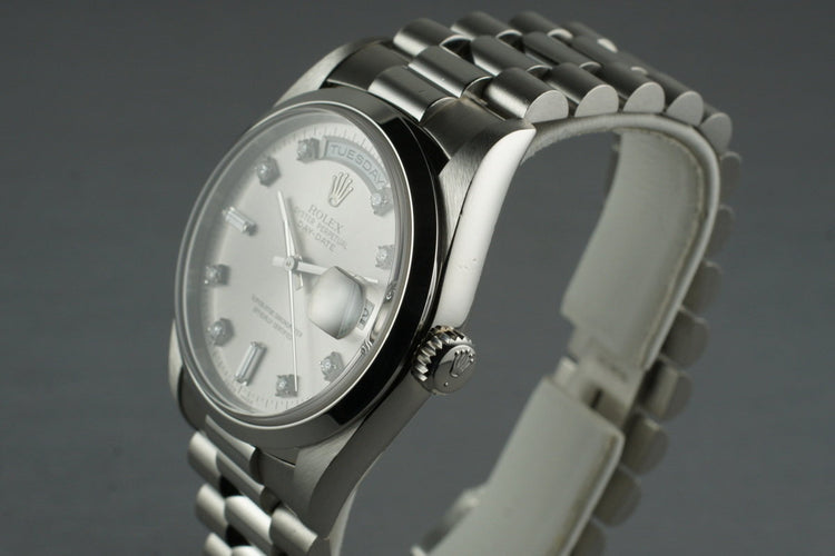 1995 Rolex Platinum Day-Date 18206 Diamond Dial with Box and Papers