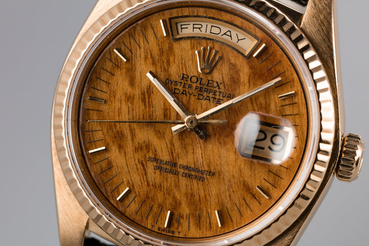 1984 Rolex 18K YG Day-Date 18038 Birch Wood Dial