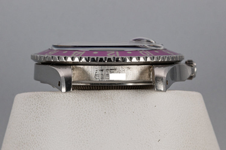 1961 Rolex Pointed Crown Guard GMT-Master 1675 Fuchsia with Gilt Chapter Ring Exclamation Dial