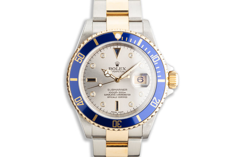 2006 Rolex Two-Tone Submariner 16613 T with Silver Serti Dial