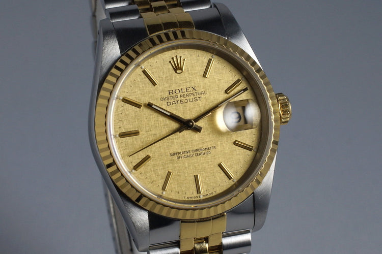 1989 Rolex Two Tone DateJust 16233 Champagne Linen Dial