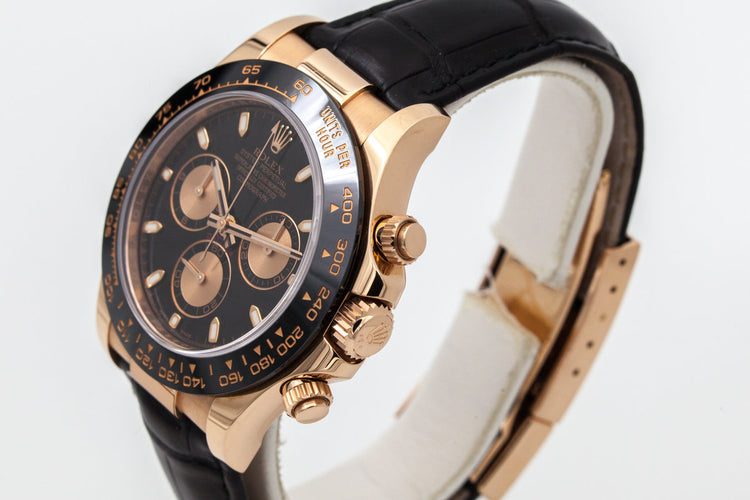 2015 Rolex RG Daytona 116515 Black With Pink Counters Dial with Box and Papers