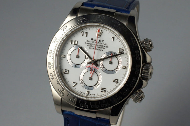 2001 Rolex WG Daytona 16519 White Arabic Dial