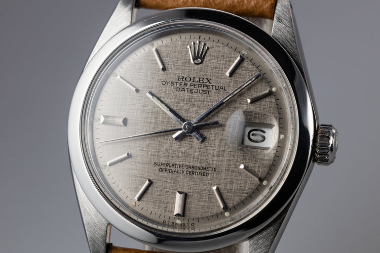 1971 Rolex DateJust 1600 Smooth Bezel with Grey Linen Sigma Dial