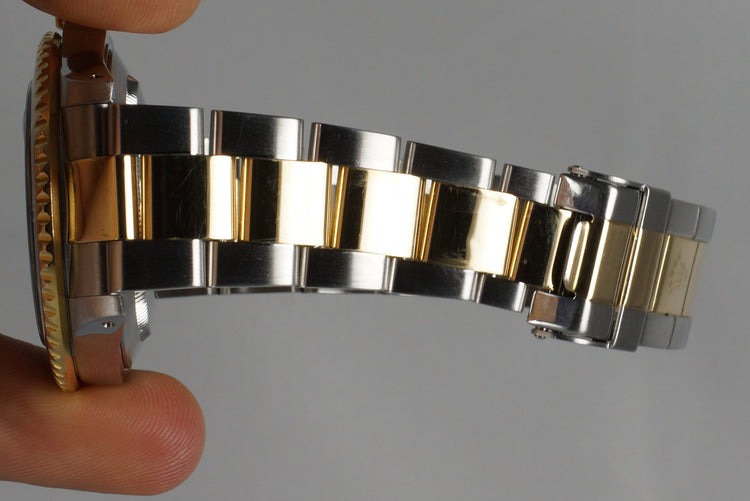 2000 Rolex Two Tone Submariner 16613 Champagne Serti Dial with Box and Papers
