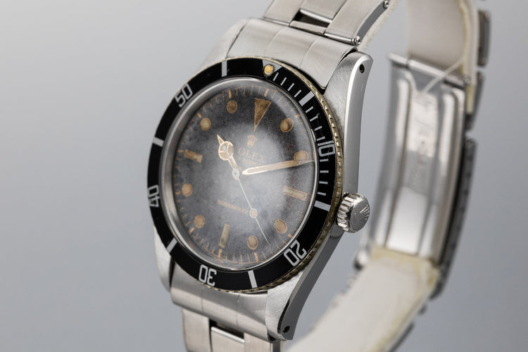 1957 Vintage Rolex Submariner 6536-1 Tropical Spider Cracking Gilt Dial