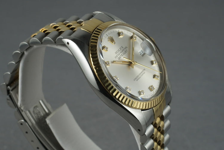 1987 Rolex 18K/SS Datejust 16013 with Silver Factory Diamond Dial