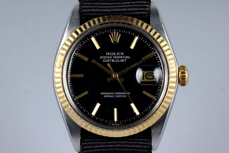 1968 Rolex Two Tone Datejust 1603 Glossy Black Dial