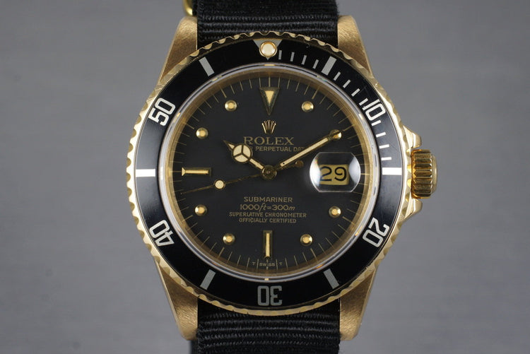 1981 Rolex YG Submariner 16808 with Box and Papers