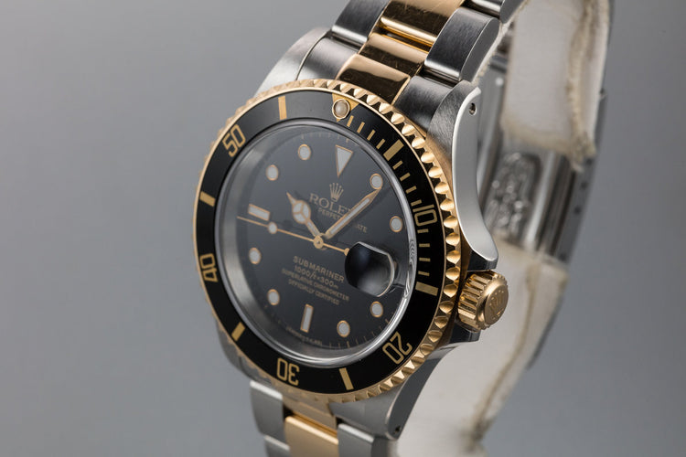 1991 Rolex Two-Tone Submariner 16613 Black Dial with Box, Papers, and Service Papers