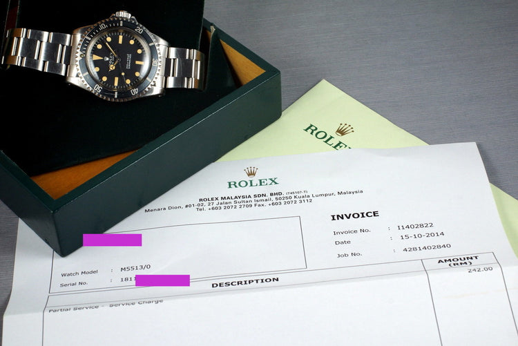 1967 Rolex Submariner 5513 Meters First with RSC Papers