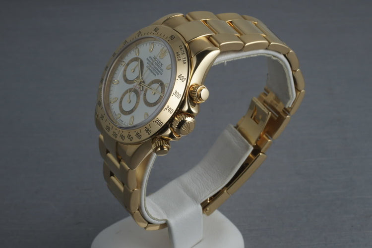 Rolex 18K Daytona 116528 with White Dial and Box and Papers