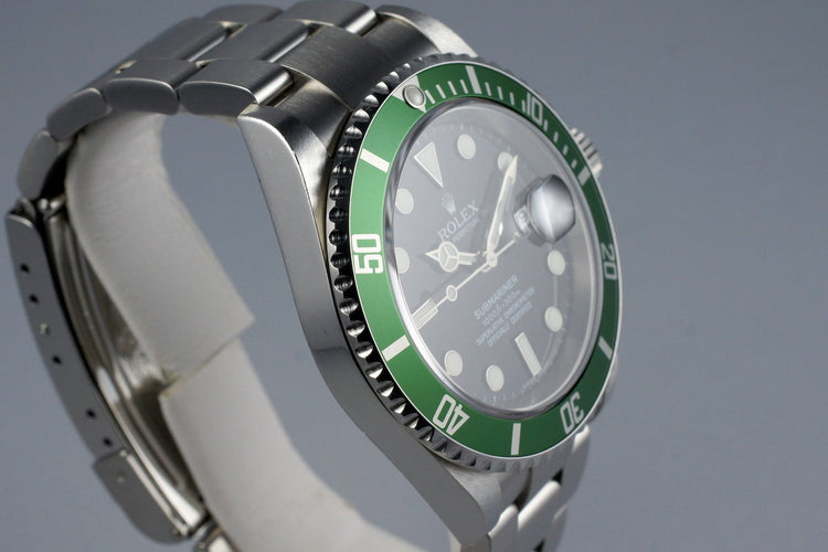 2006 Rolex Green Submariner 16610V with Box and Papers