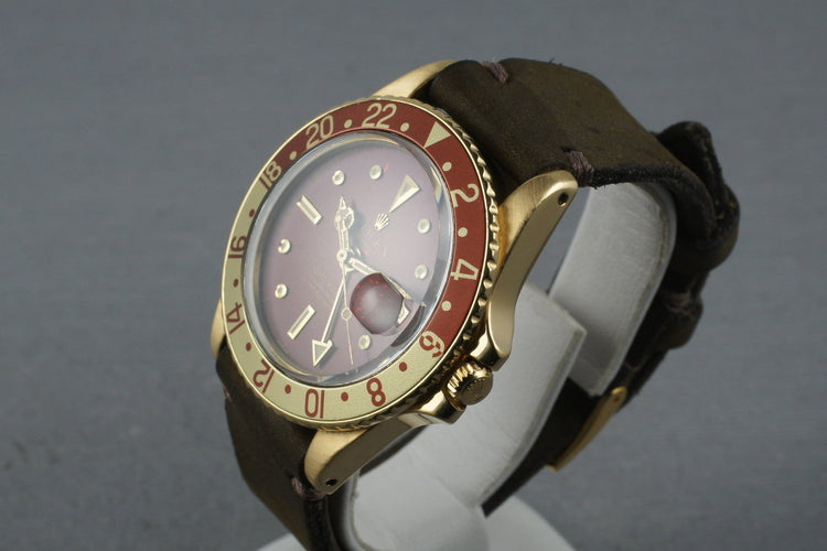Rolex GMT 18K 1675 with root beer nipple dial turning tropical red