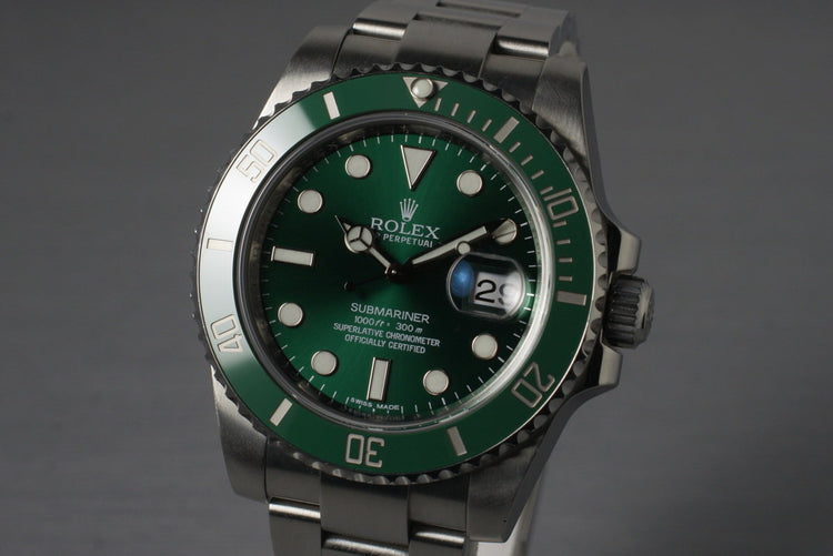 2010 Rolex Green Submariner 116610V with Box and Papers