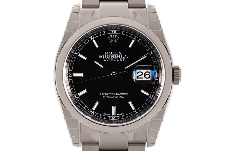 2017 Rolex Datejust 116200 Black Dial with Stickers,Box and Papers MINT