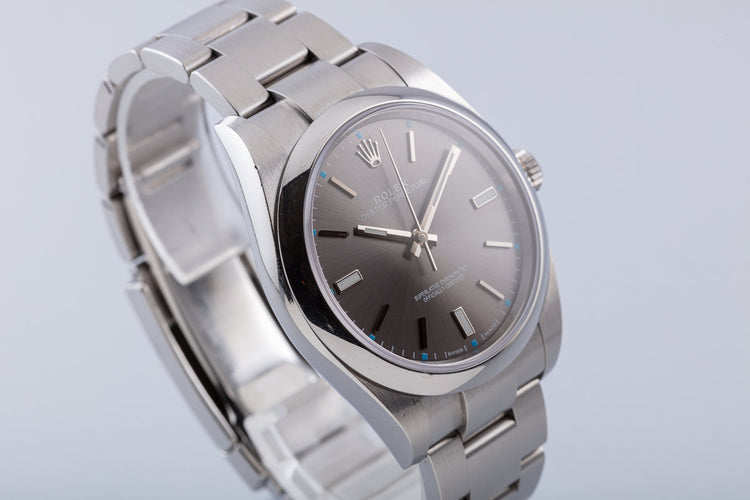 2017 Rolex Oyster Perpetual 39mm 114300 Dark Rhodium Dial Box & Card