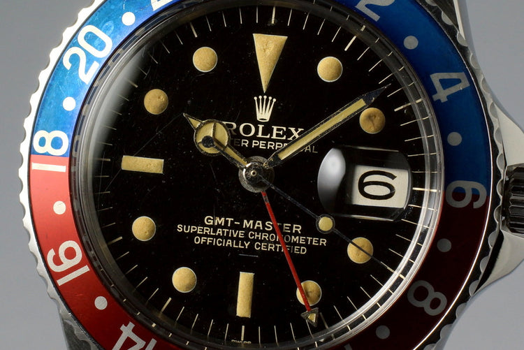 1963 Rolex GMT 1675 PCG Gilt Chapter Ring Underline Dial