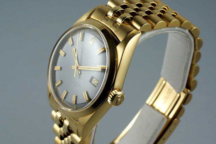1972 Rolex YG DateJust 1600 Blue ‘Wide Boy’ Sigma Dial