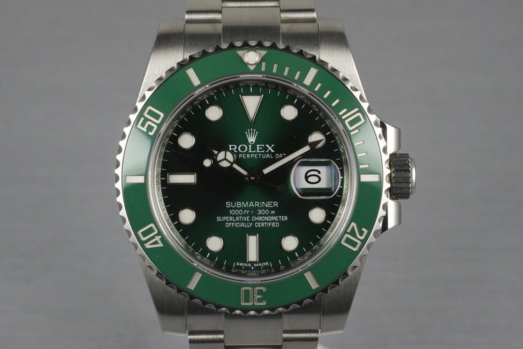 2010 Rolex Green Submariner 116610V with Box and Papers