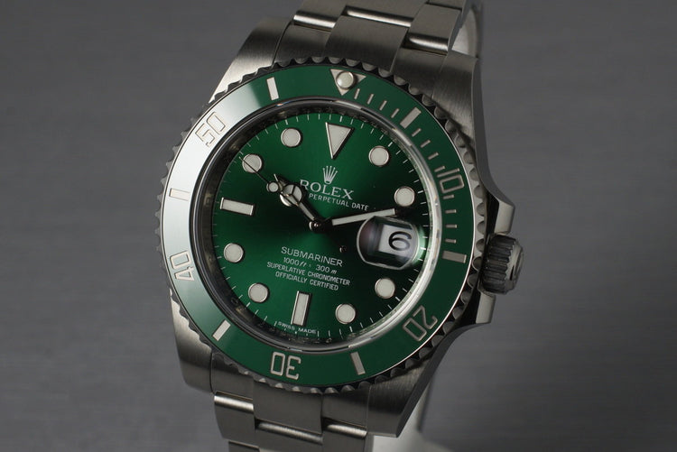 2010 Rolex Green Submariner 116610V with Box and Papers