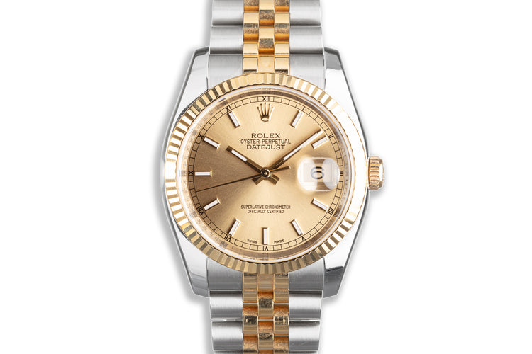 2008 Rolex DateJust 18K/ST116233 Champagne Index Dial with Box & Card