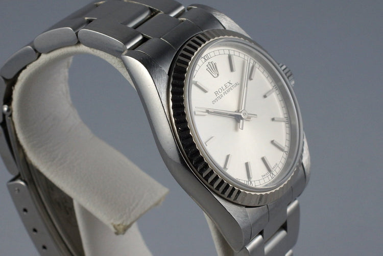 1999 Rolex MidSize Oyster Perpetual 77014 Silver Dial