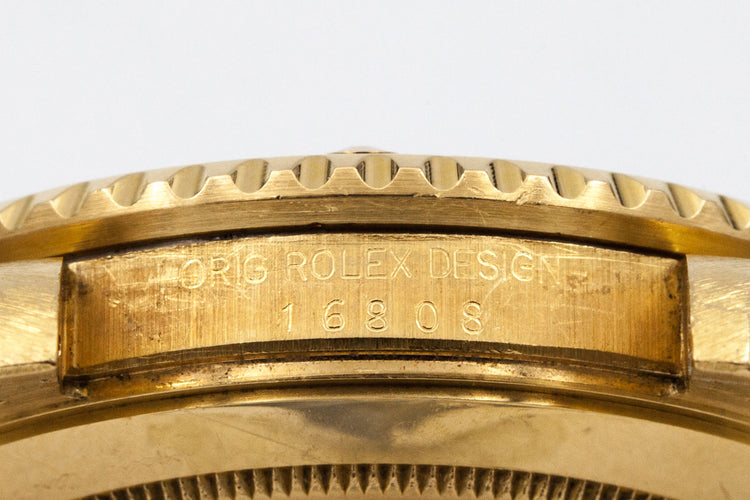 1982 Rolex YG Submariner 16808 Black Nipple Dial