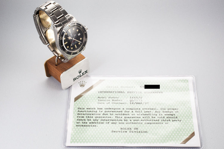 1977 Rolex Double Red Sea-Dweller 1665 with Service Papers